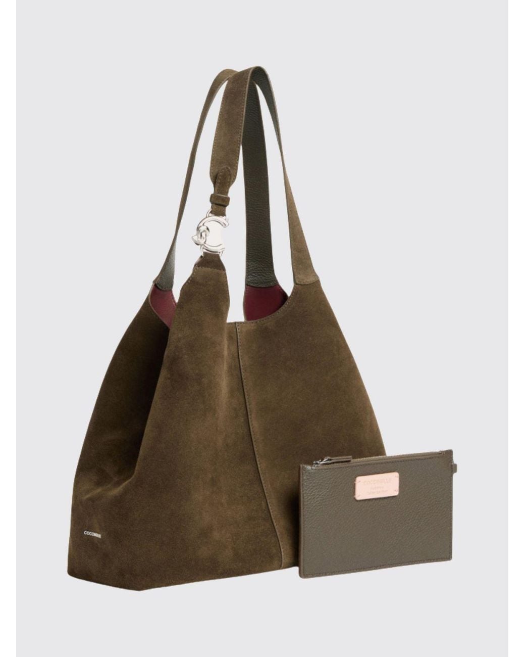 Coccinelle Brown C-Easy Large Leather And Suede Tote Bag With Inner Pouch