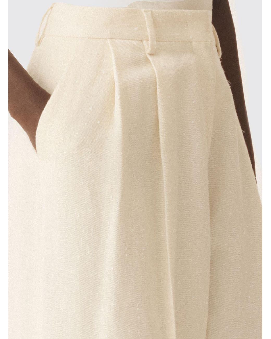 Fabiana Filippi Natural Virgin Wool Blend Wide-Leg Trousers