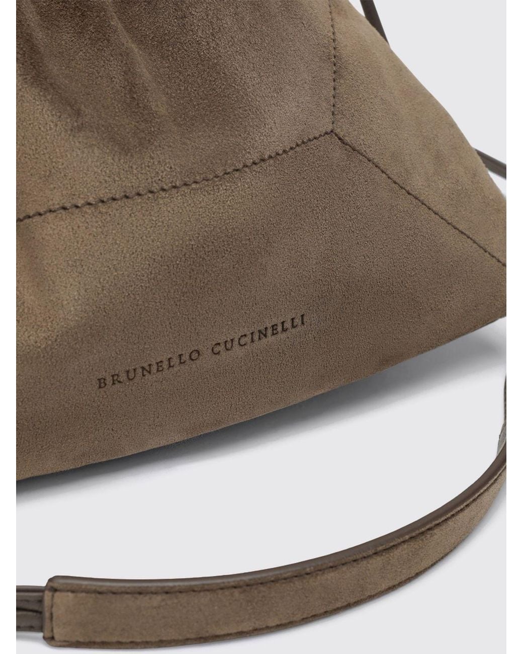 Brunello Cucinelli Brown Bc Duo Suede Bucket Bag With Monili Decoration