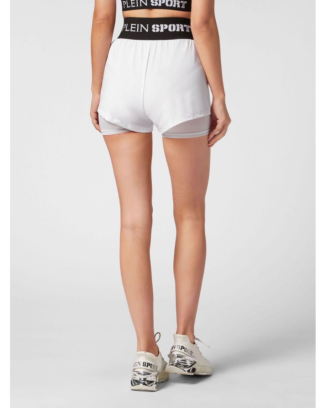Philipp Plein Blue High-Waisted Technical Stretch Sports Shorts