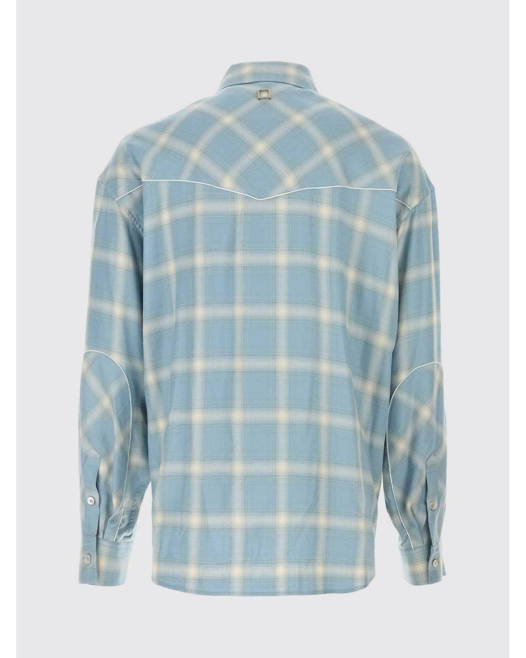 Wooyoungmi Blue Rayon Shirt With Check Print for men