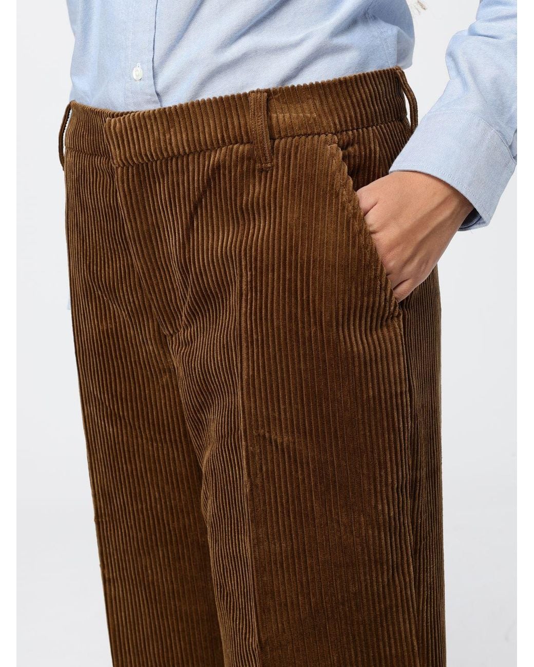 FRAME Brown Swing Mid-Rise Wide Leg Corduroy Trousers