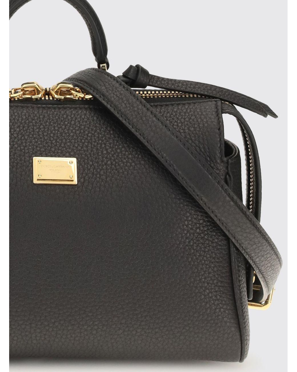 Dolce & Gabbana Black Dolce &Amp Gabbana Vittoria Grained Calfskin Leather Handbag With Shoulder Strap