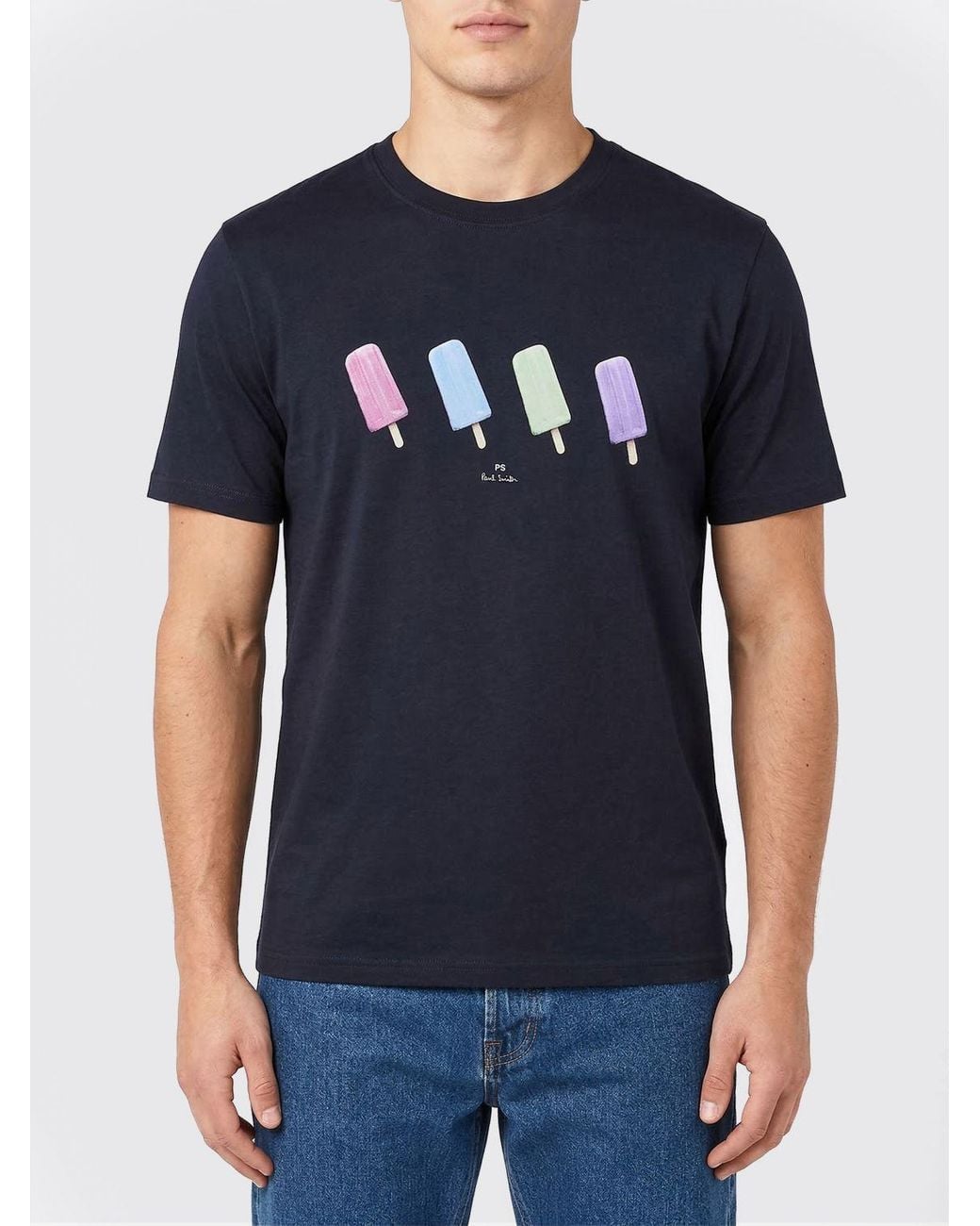 Paul Smith Blue Crew Neck Cotton T-Shirt for men