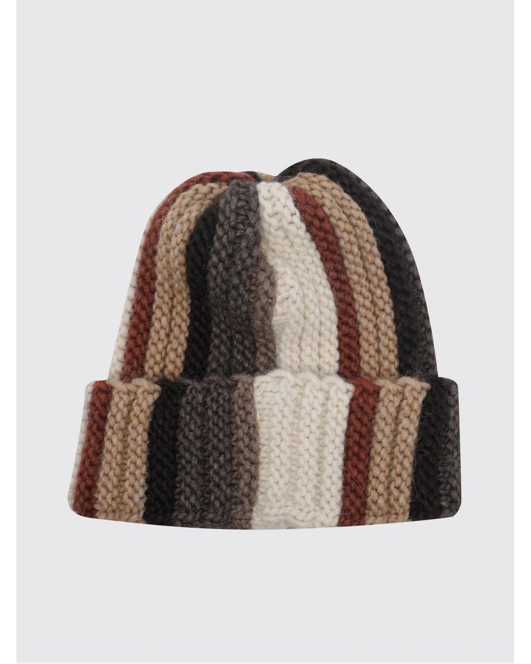 AMISH Brown Multicolour Striped Cuffed Beanie for men
