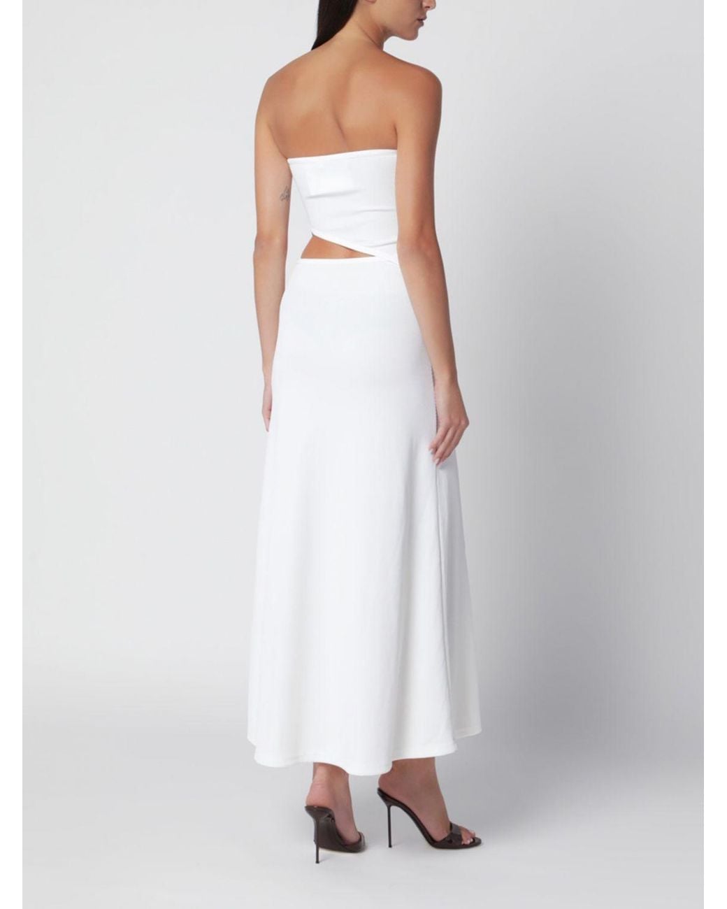 Christopher Esber White Cut-Out Sweetheart Neckline Sheath Midi Dress