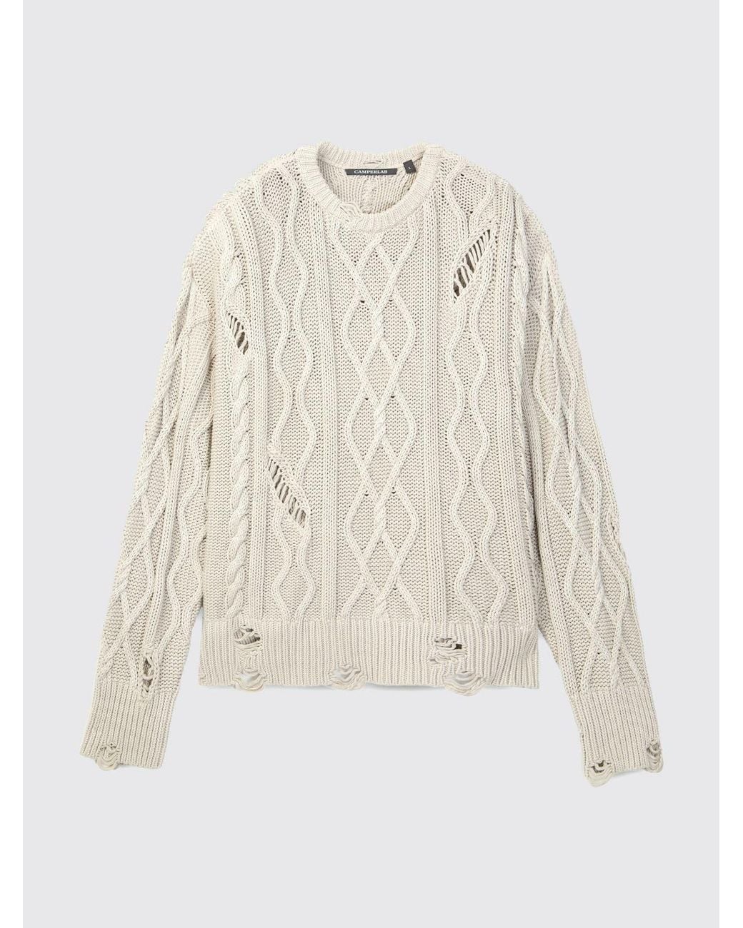 CAMPERLAB White Cotton Crewneck Sweater With Ribbed Cuffs And Hem for men