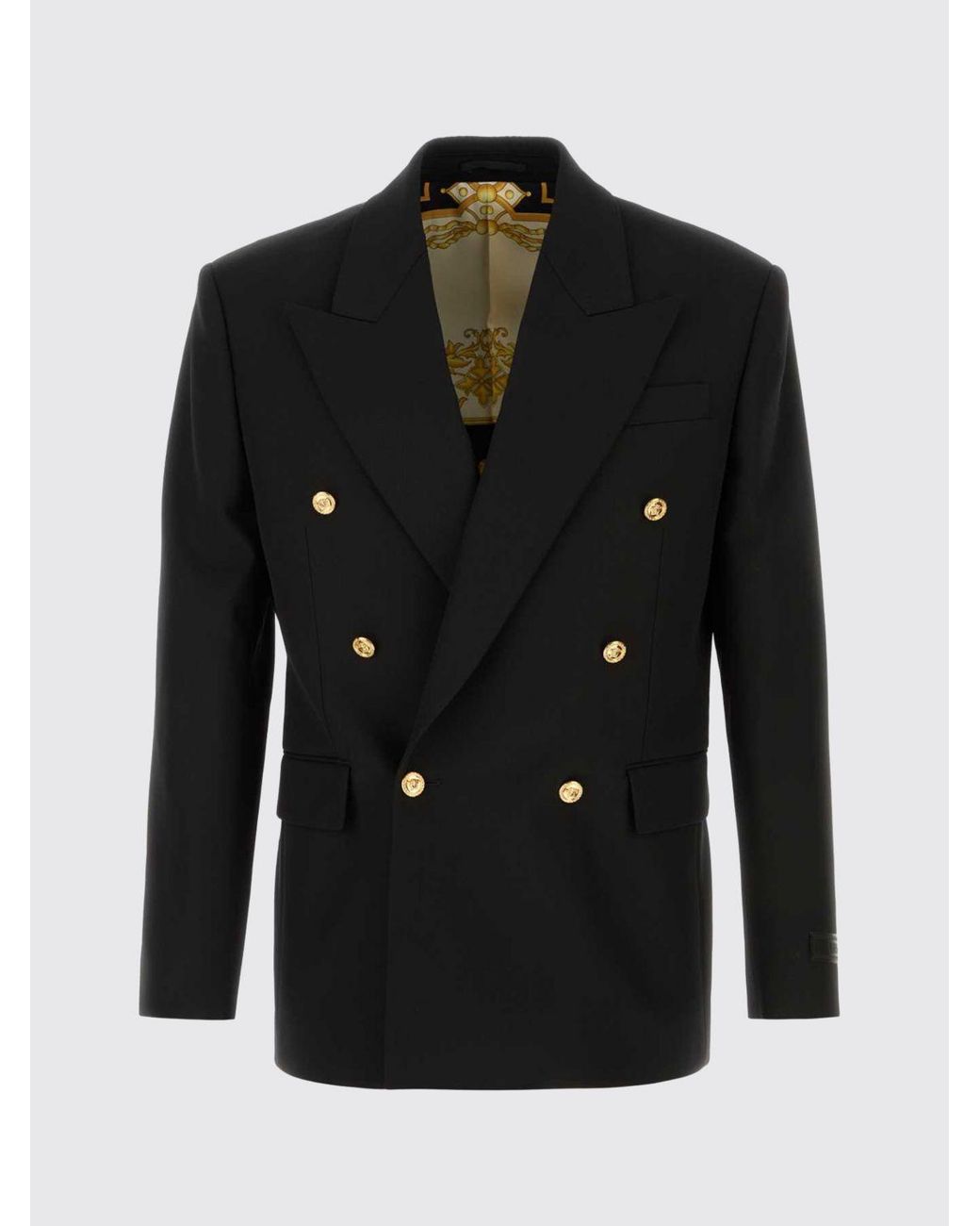 Versace Blue Double-Breasted Virgin Wool Blazer for men
