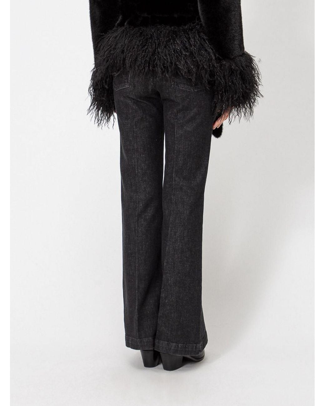 Twinset Black Mid-Rise Flared Cotton Denim Jeans
