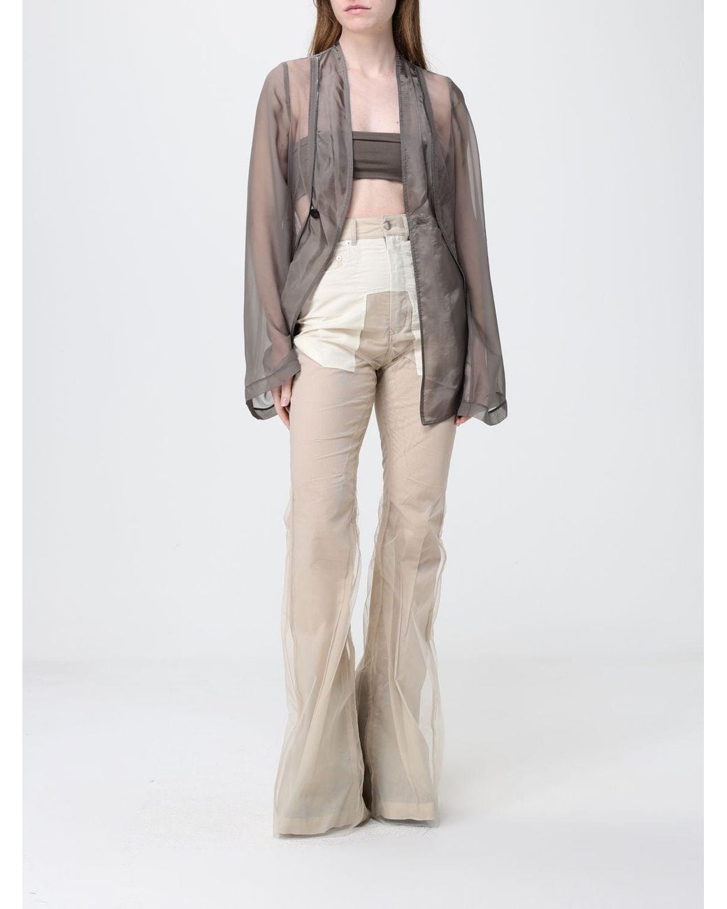 Rick Owens Gray Transparent Nylon Blazer