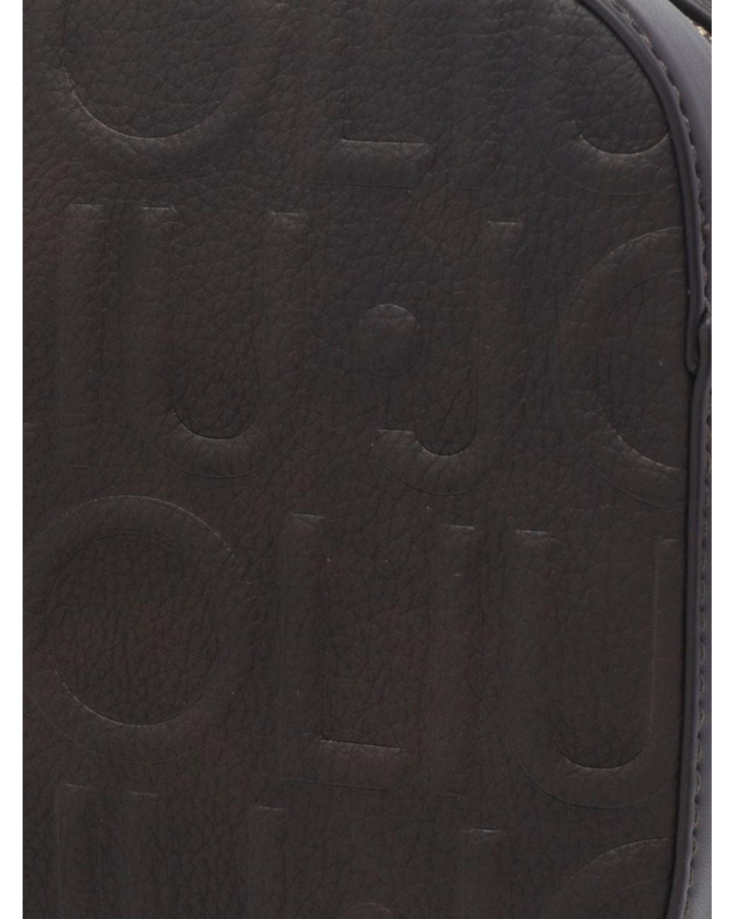 Liu Jo Black Mini Faux Leather Camera Bag With Embossed Monogram Logo