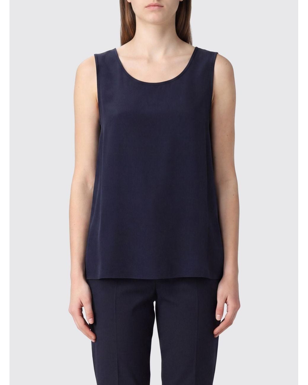 Max Mara Blue Basic Satin Top