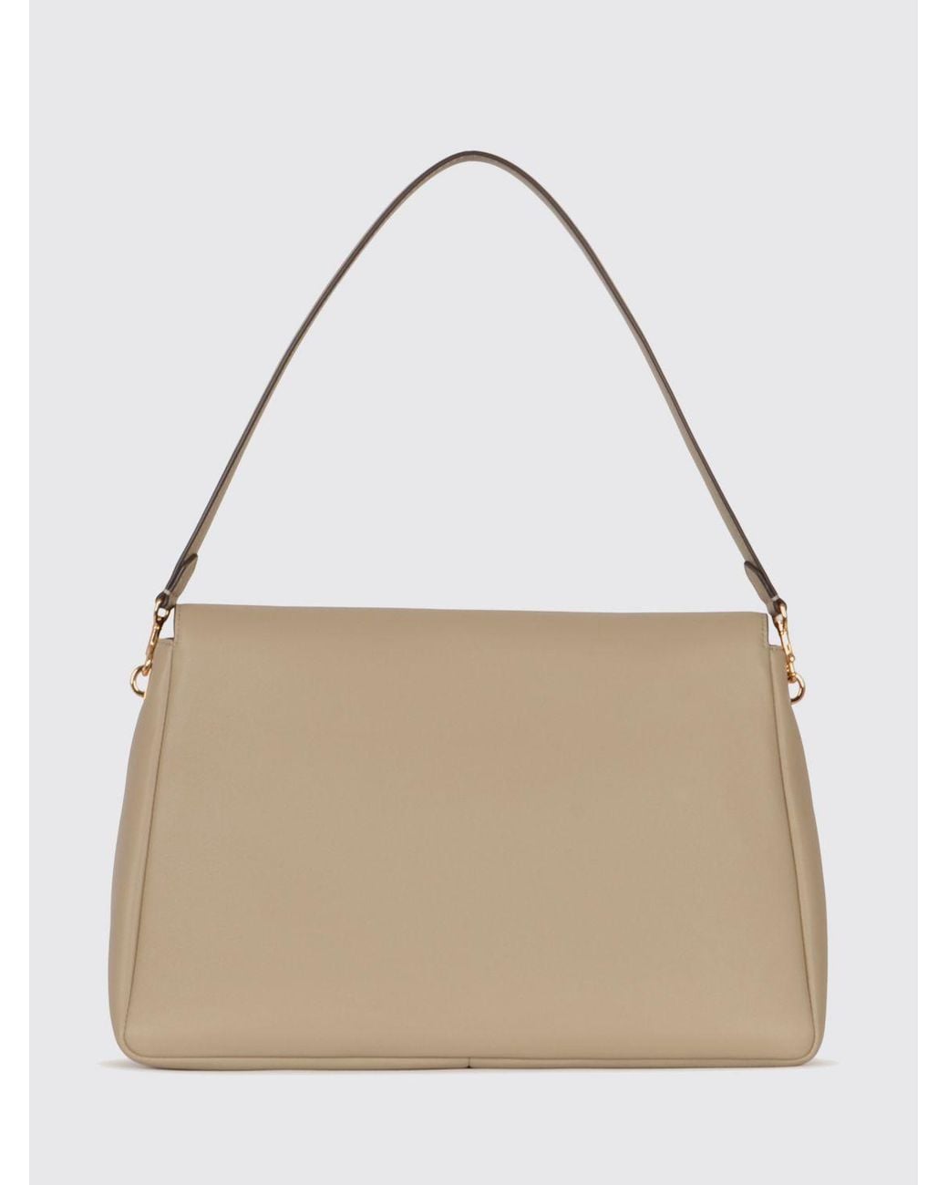 Tory Burch Natural Charlie Large Smooth Leather Shoulder Bag With Double T Logo