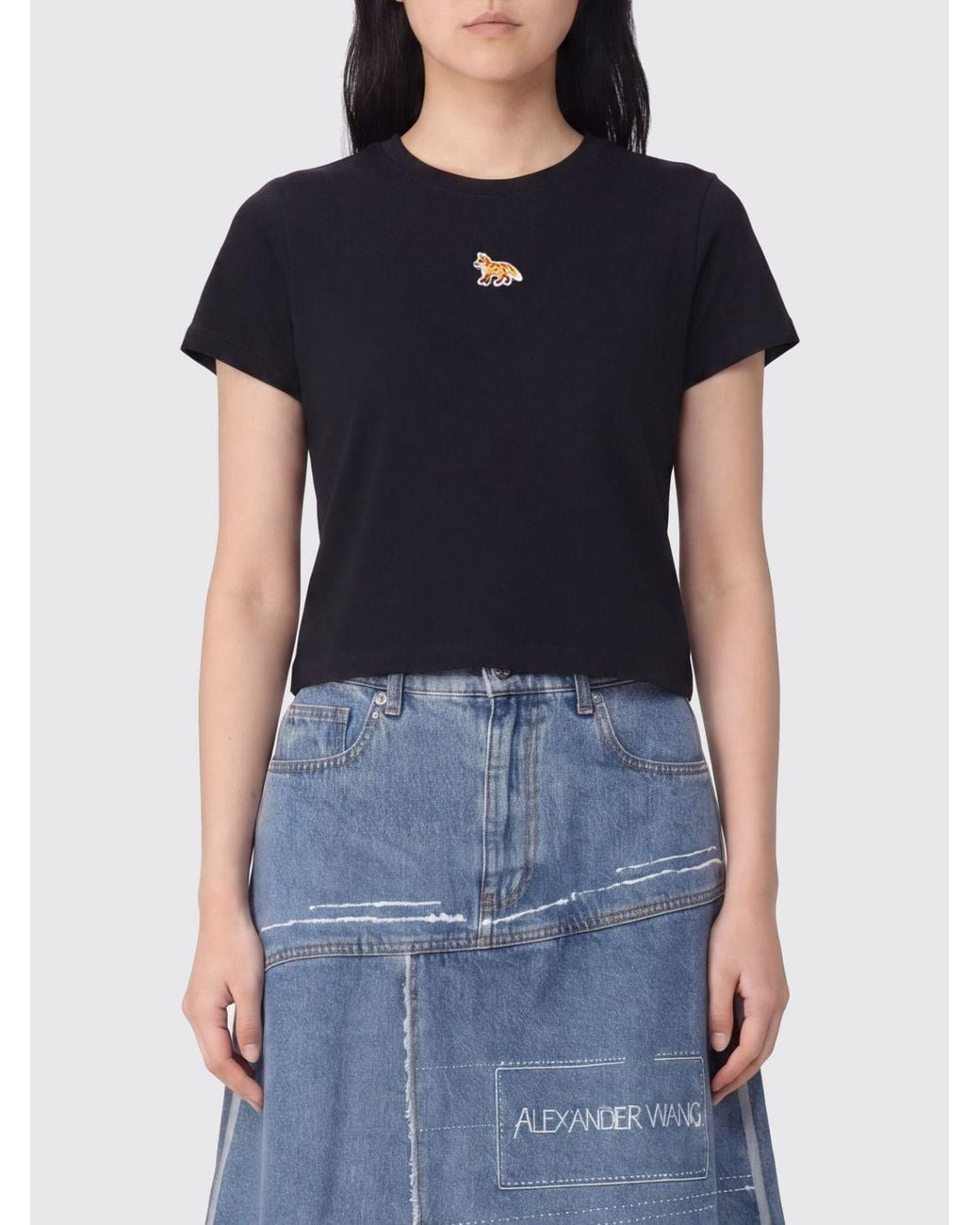 Maison Kitsuné Blue Maison KitsunÉ Cotton Crop T-Shirt With Logo