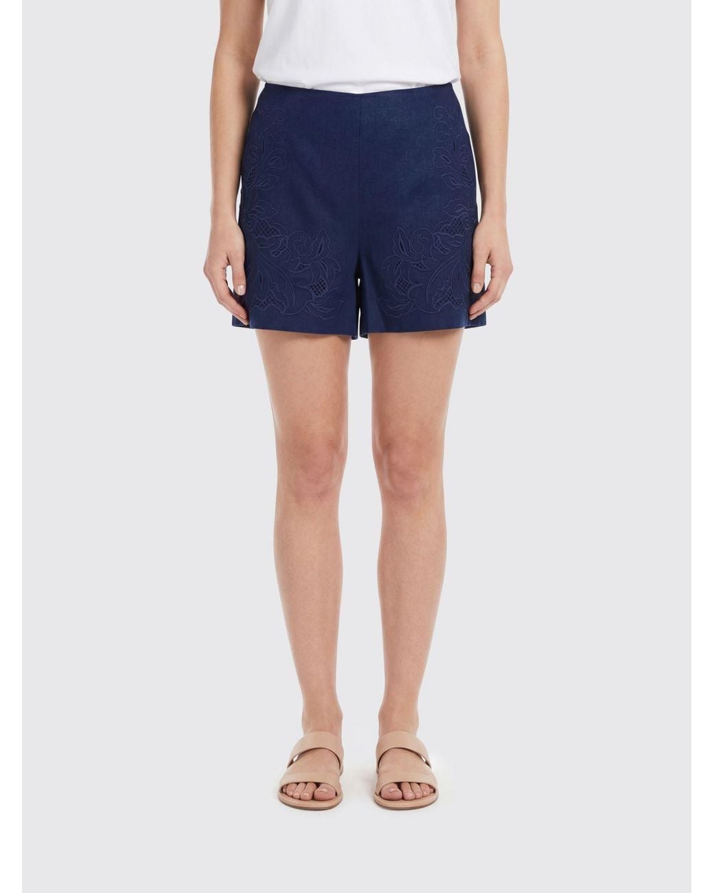Twinset Blue Linen Shorts