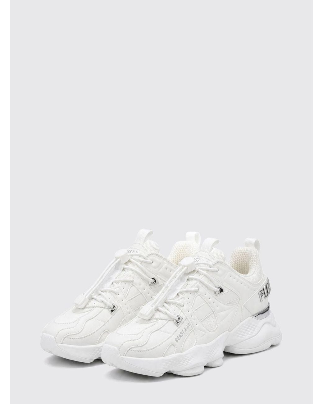 Philipp Plein White Runner Beast X-01 Low-Top Trainers With Drawstring Closure for men