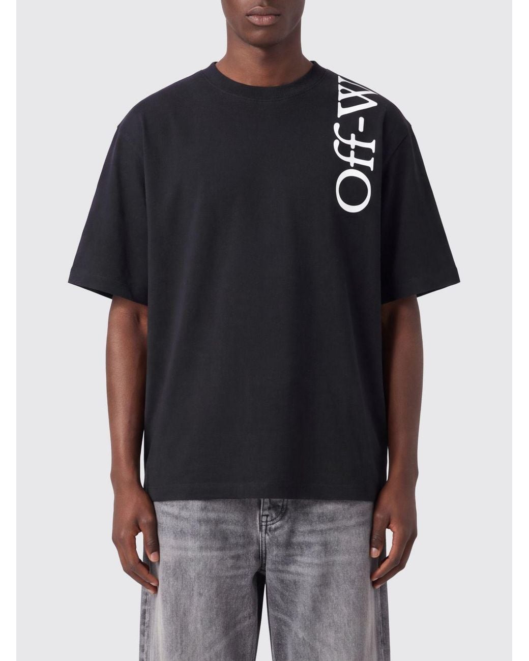 Off-White c/o Virgil Abloh Black Relaxed Fit Cotton T-Shirt With Graphic Print for men