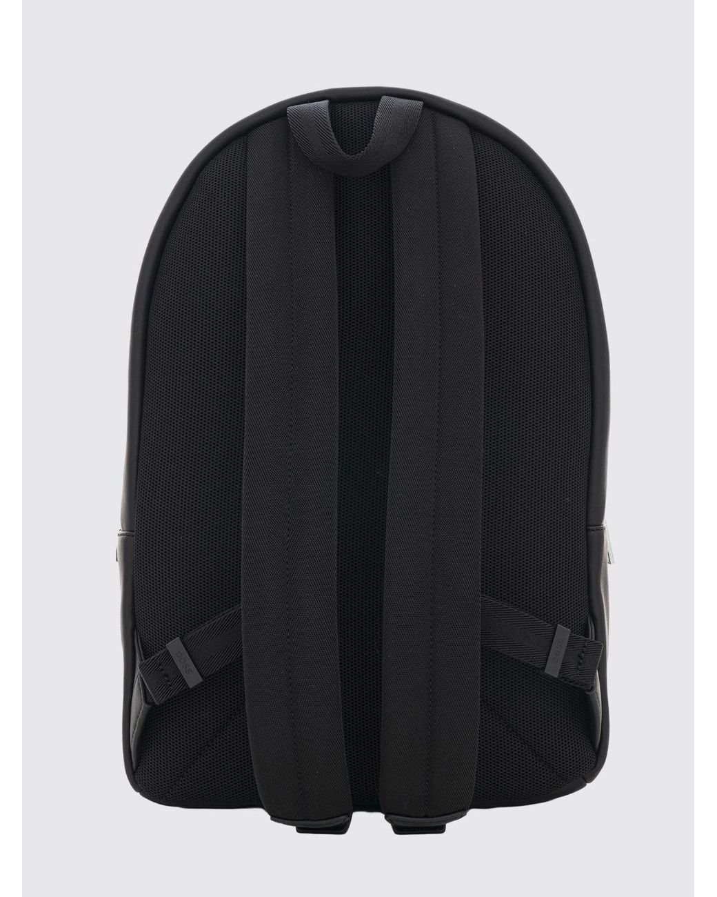 Boss Black Faux-Leather Backpack With Emed Logo And Front Zip Pocket for men