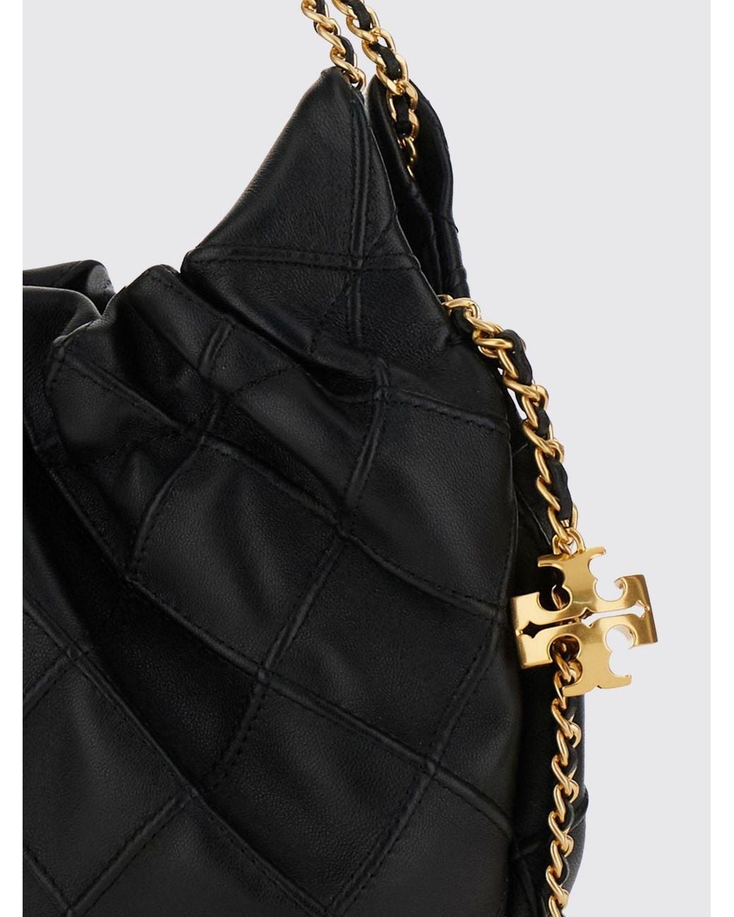 Tory Burch Black Fleming Mini Leather Shoulder Bag With Chain Handle