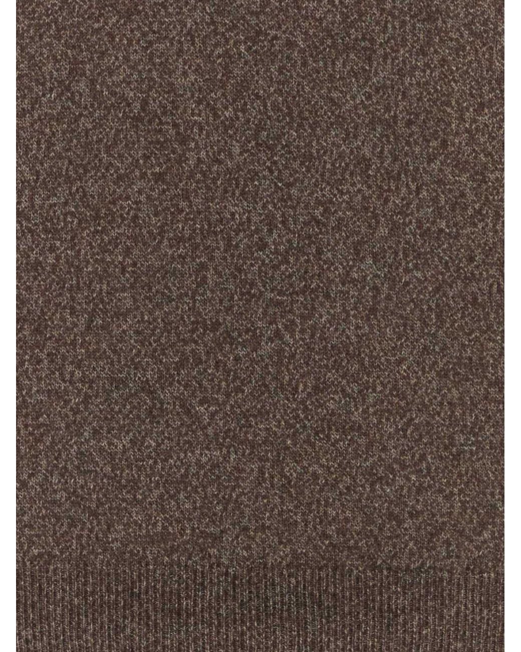 Brunello Cucinelli Brown Long-Sleeved V-Neck Polo for men