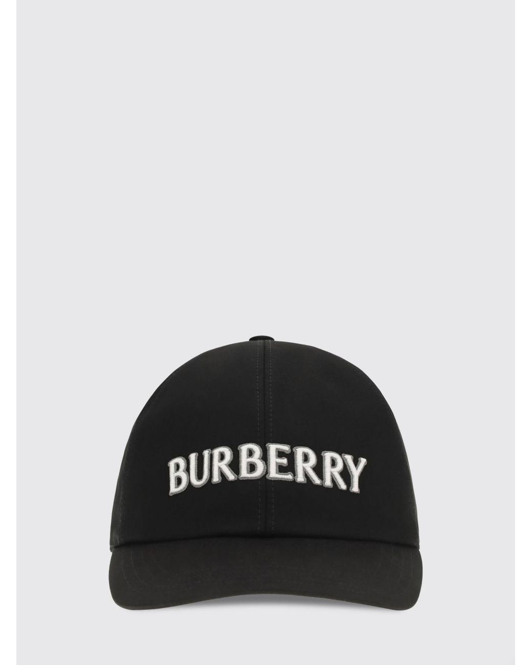 Burberry Black Cotton Baseball Cap With Contrasting Embroidered Logo for men