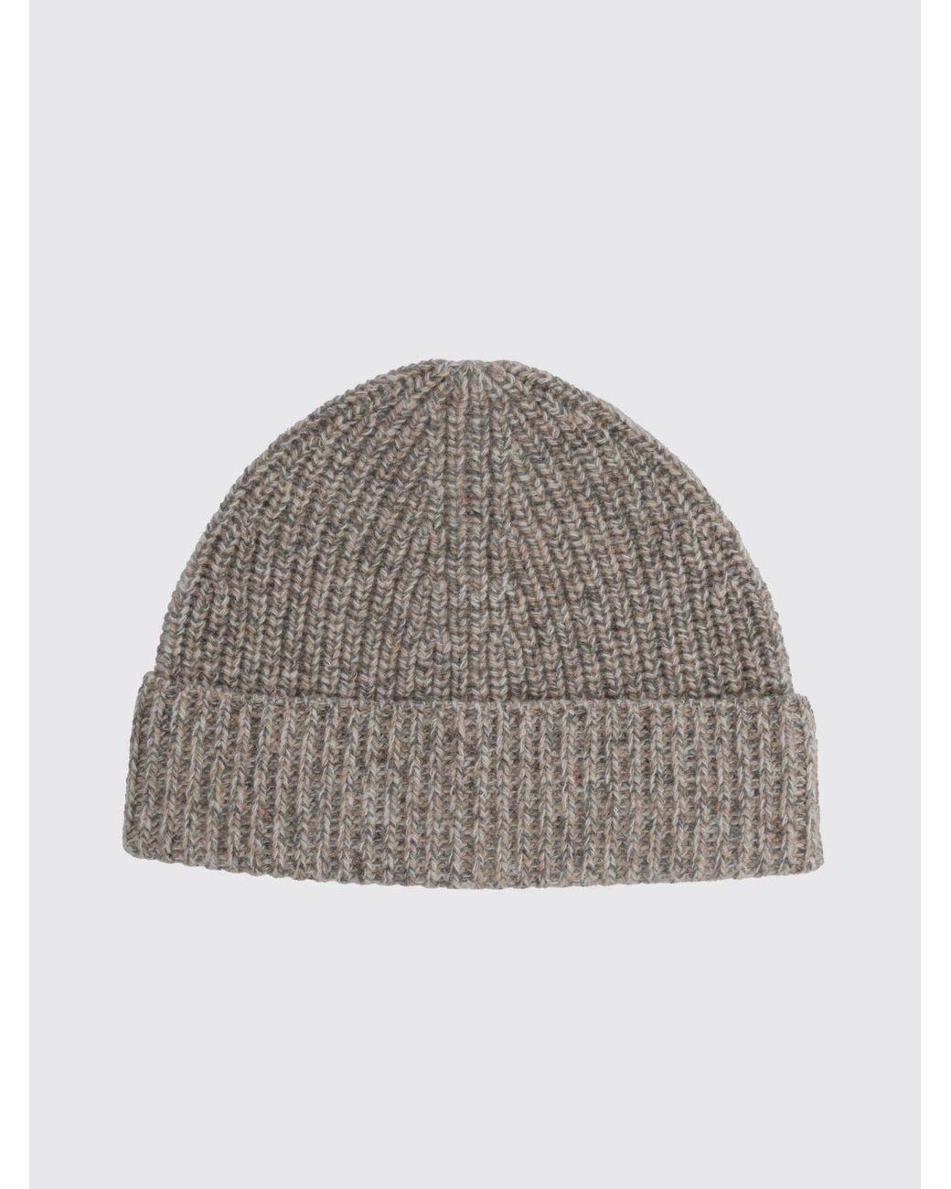 Aspesi Gray Ribbed Wool Beanie Hat With Turn-Up Cuff