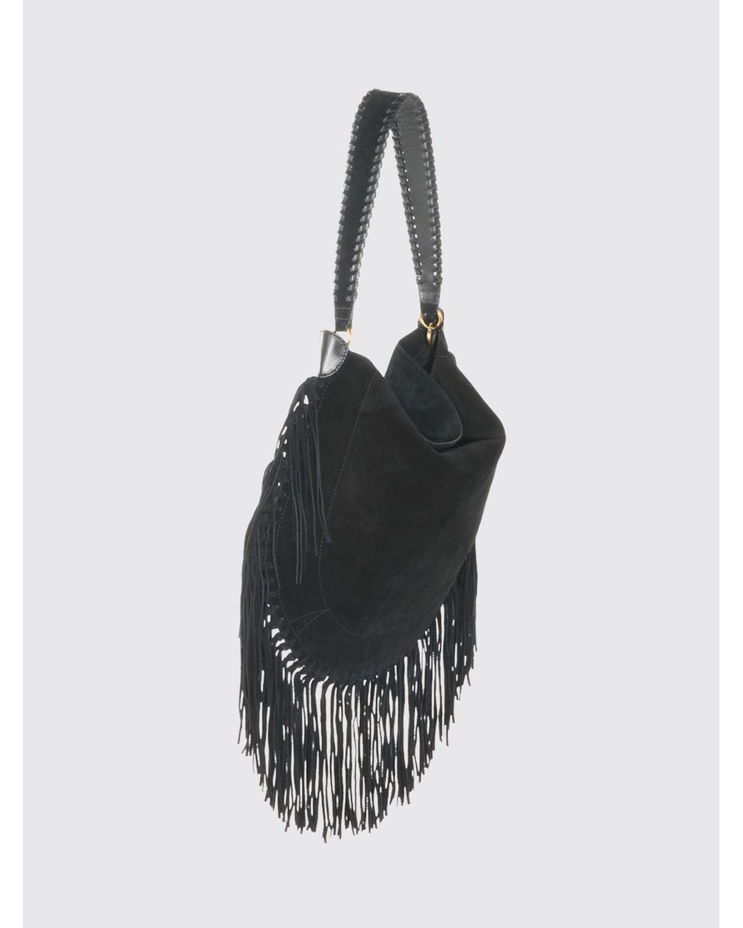 Isabel Marant Black Suede Shoulder Bag With Fringes