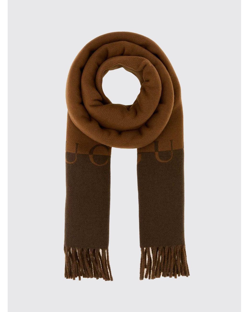 Gucci Brown Wool And Cashmere Scarf With Logo