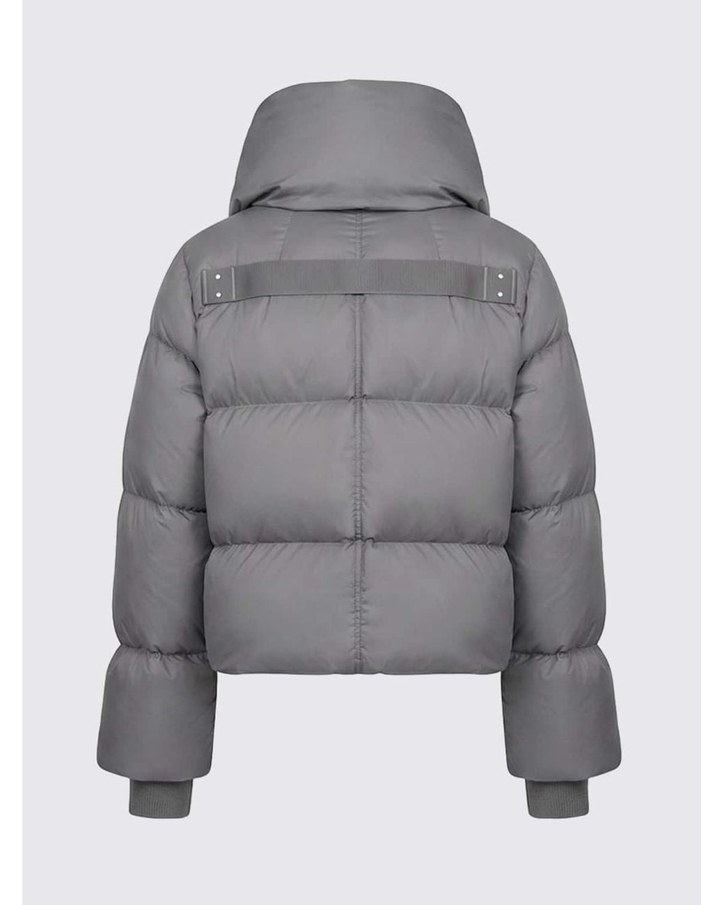 Rick Owens Gray Quilted Nylon Funnel Neck Puffer Jacket