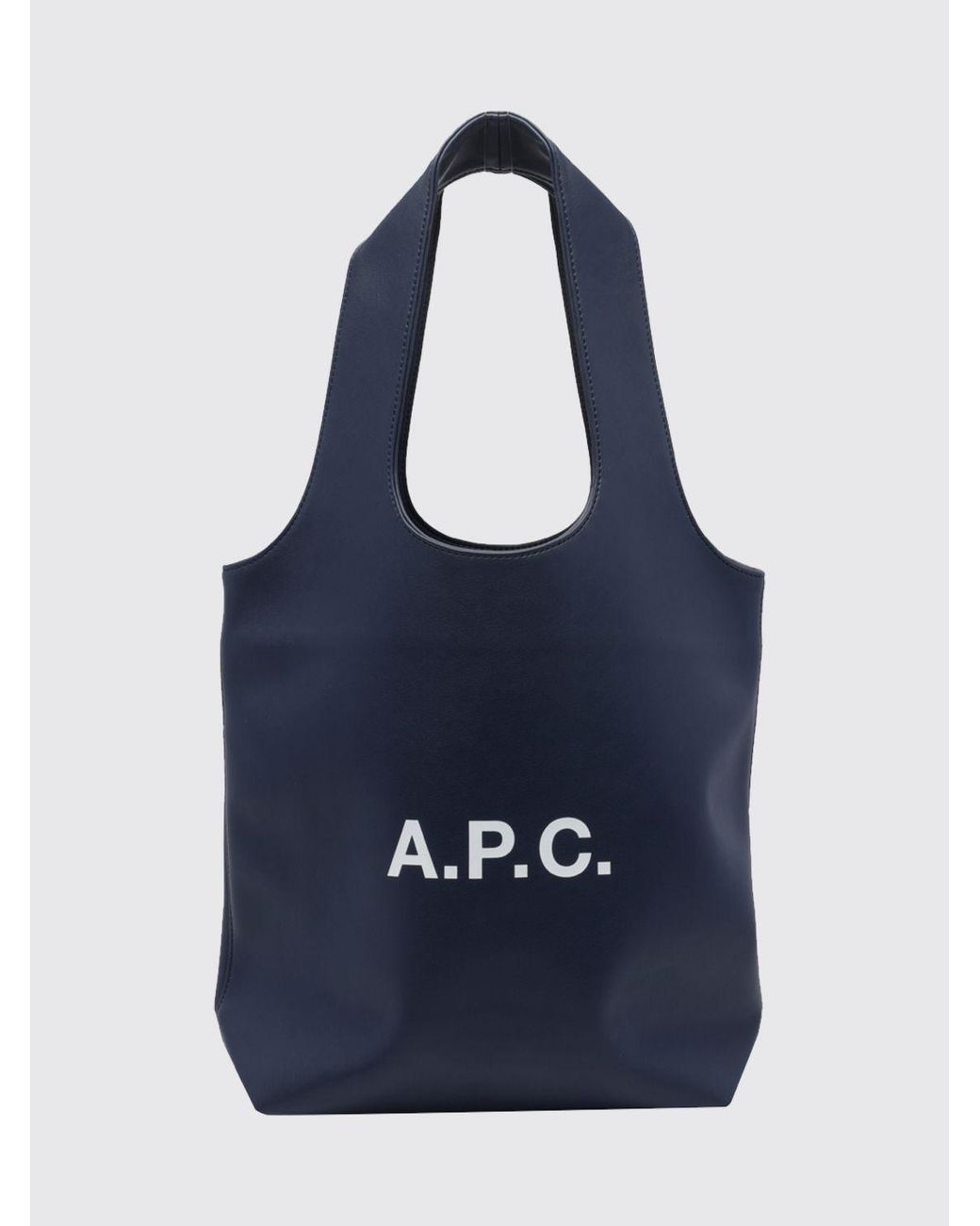 A.P.C. Blue Ninon Synthetic Leather Tote Bag With Double Handle And Printed Logo for men