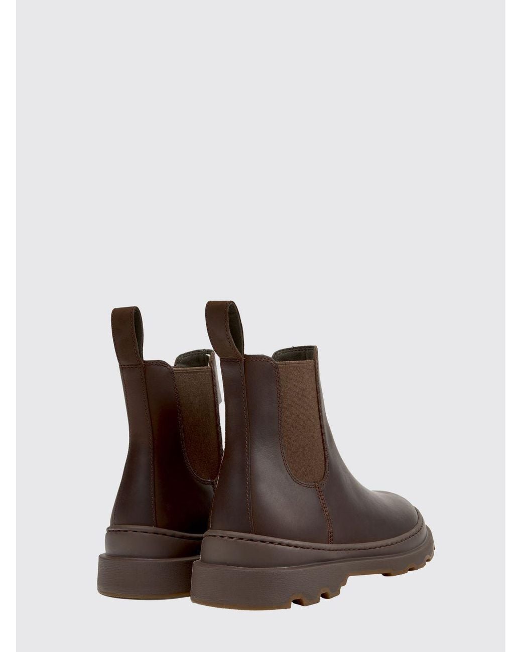 Camper Brown Brutus+ Leather Chelsea Boots With Round Toe And Rubber Sole for men