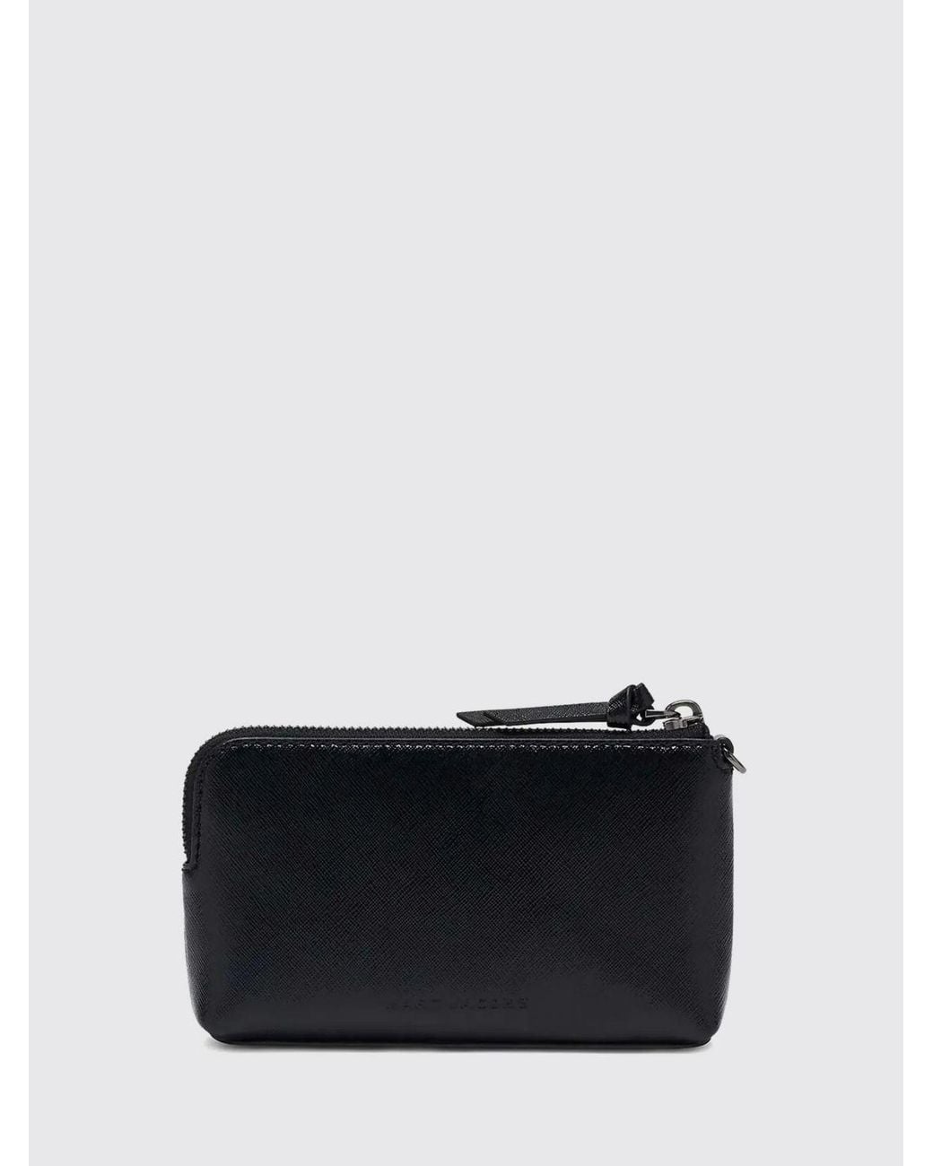 Marc Jacobs Black The Snapshot Leather Wristlet Pouch With Double J Logo