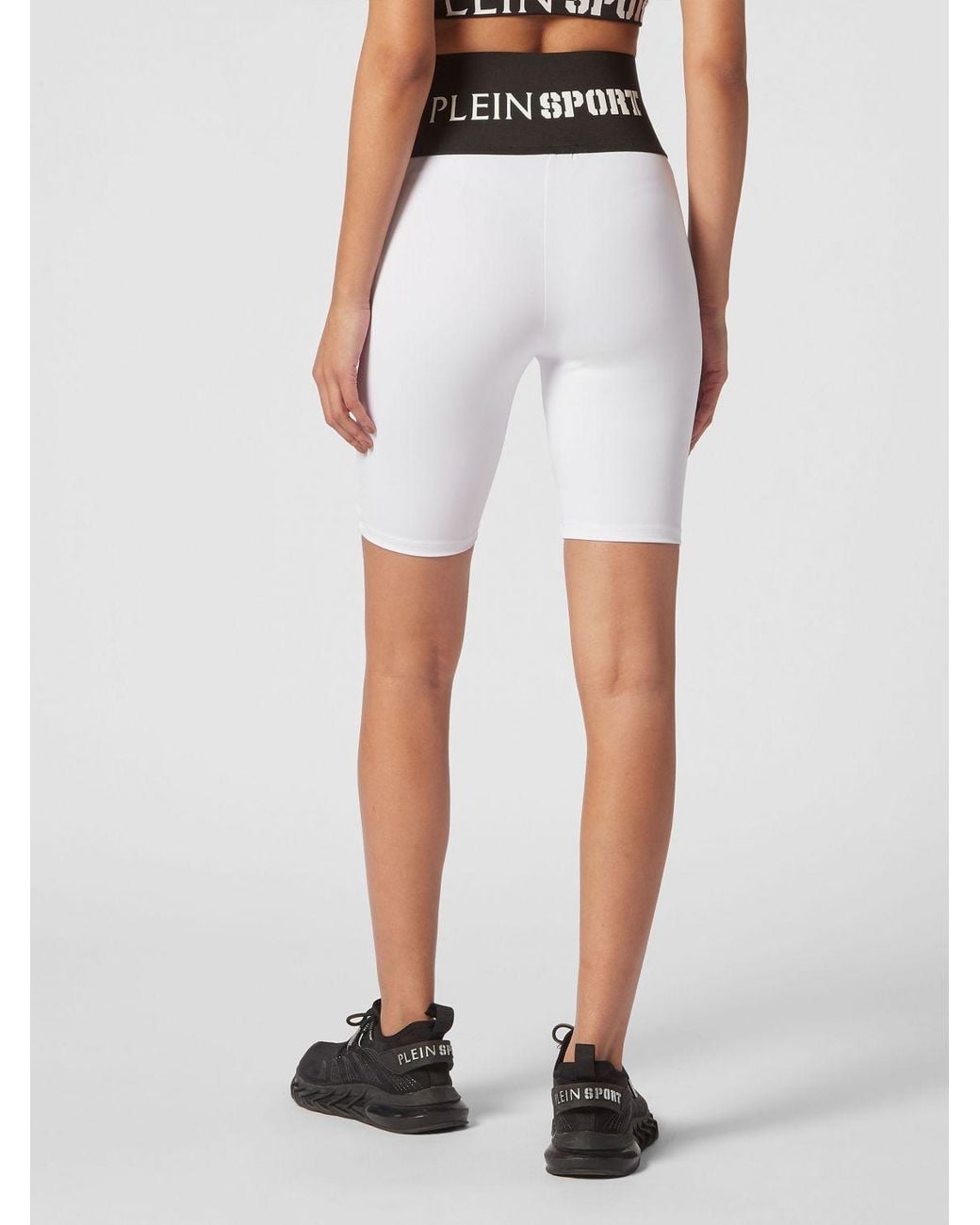 Philipp Plein White High-Waisted Cycling Shorts