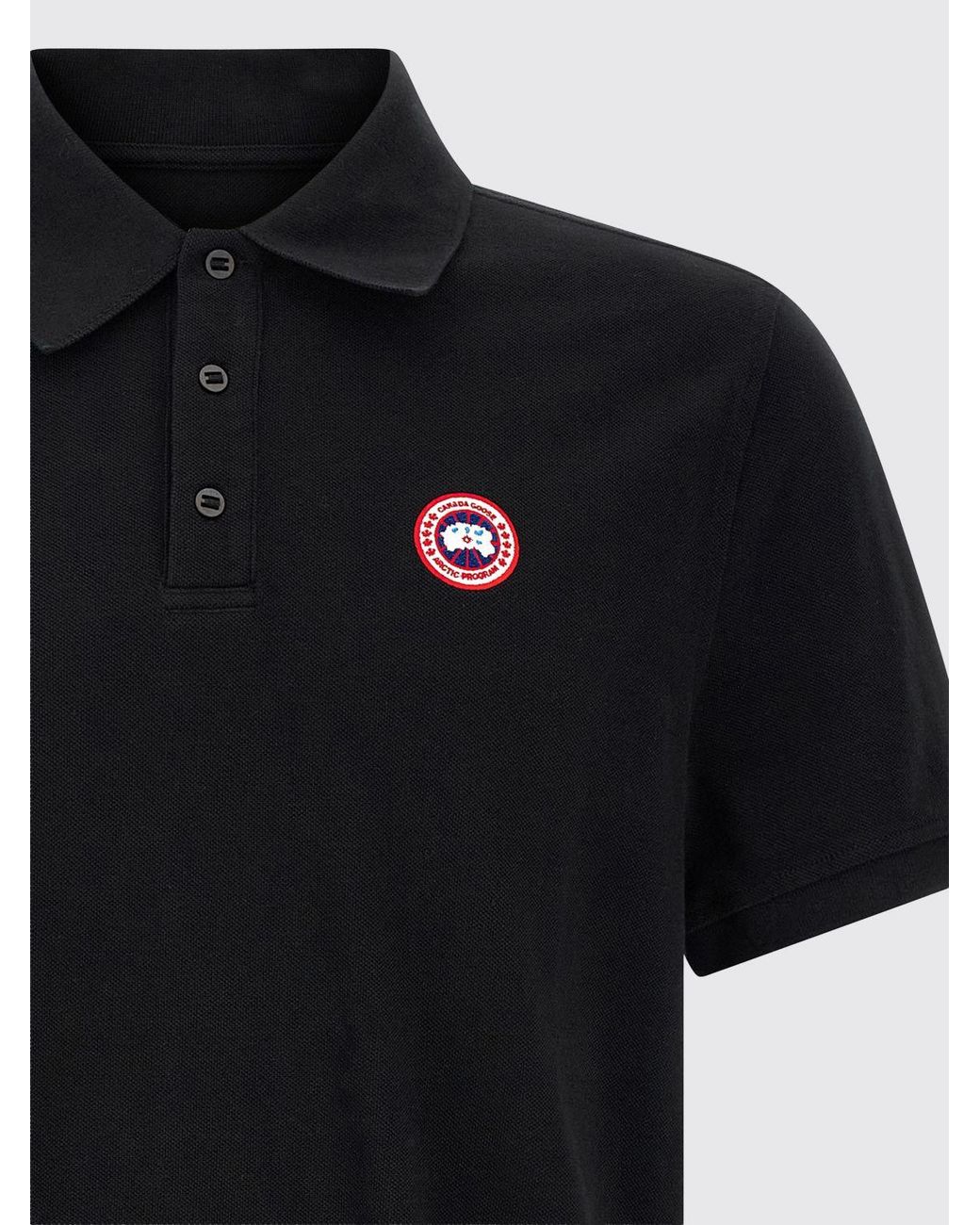 Canada Goose Black Slim Fit Cotton Polo Shirt With Contrast Logo