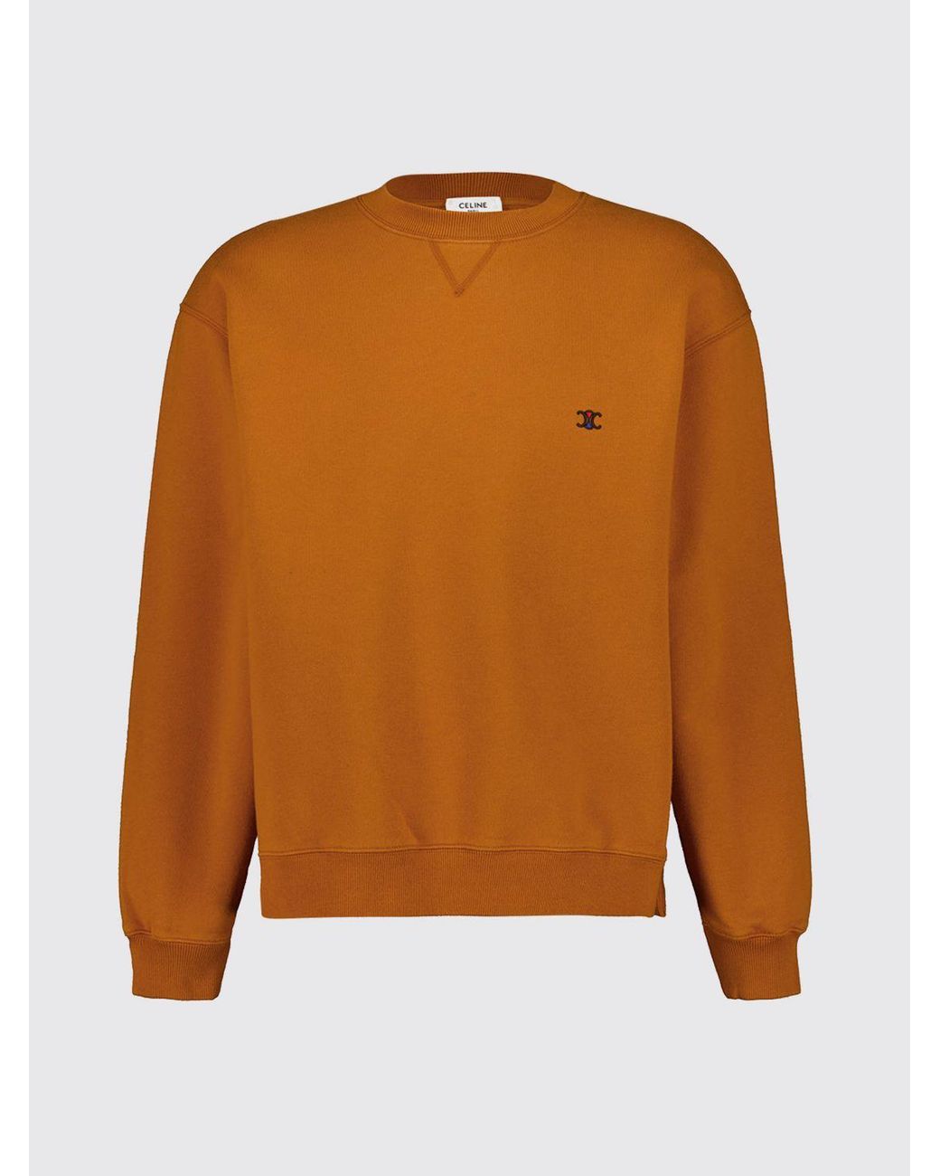 Céline Orange Triomphe Logo Contrast-Embroidered Cotton Crewneck Sweatshirt for men
