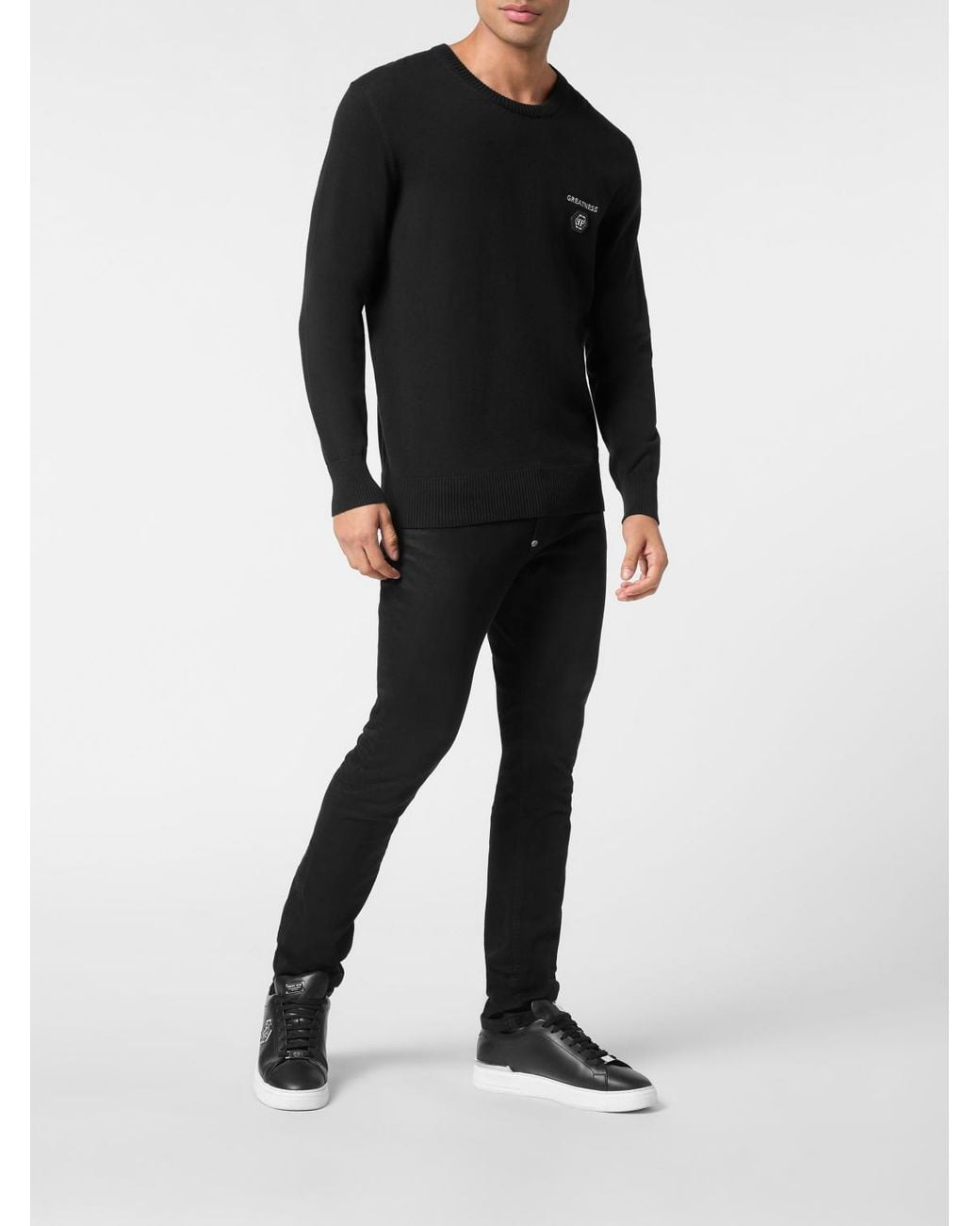 Philipp Plein Black Wool And Cotton Knit Pp for men