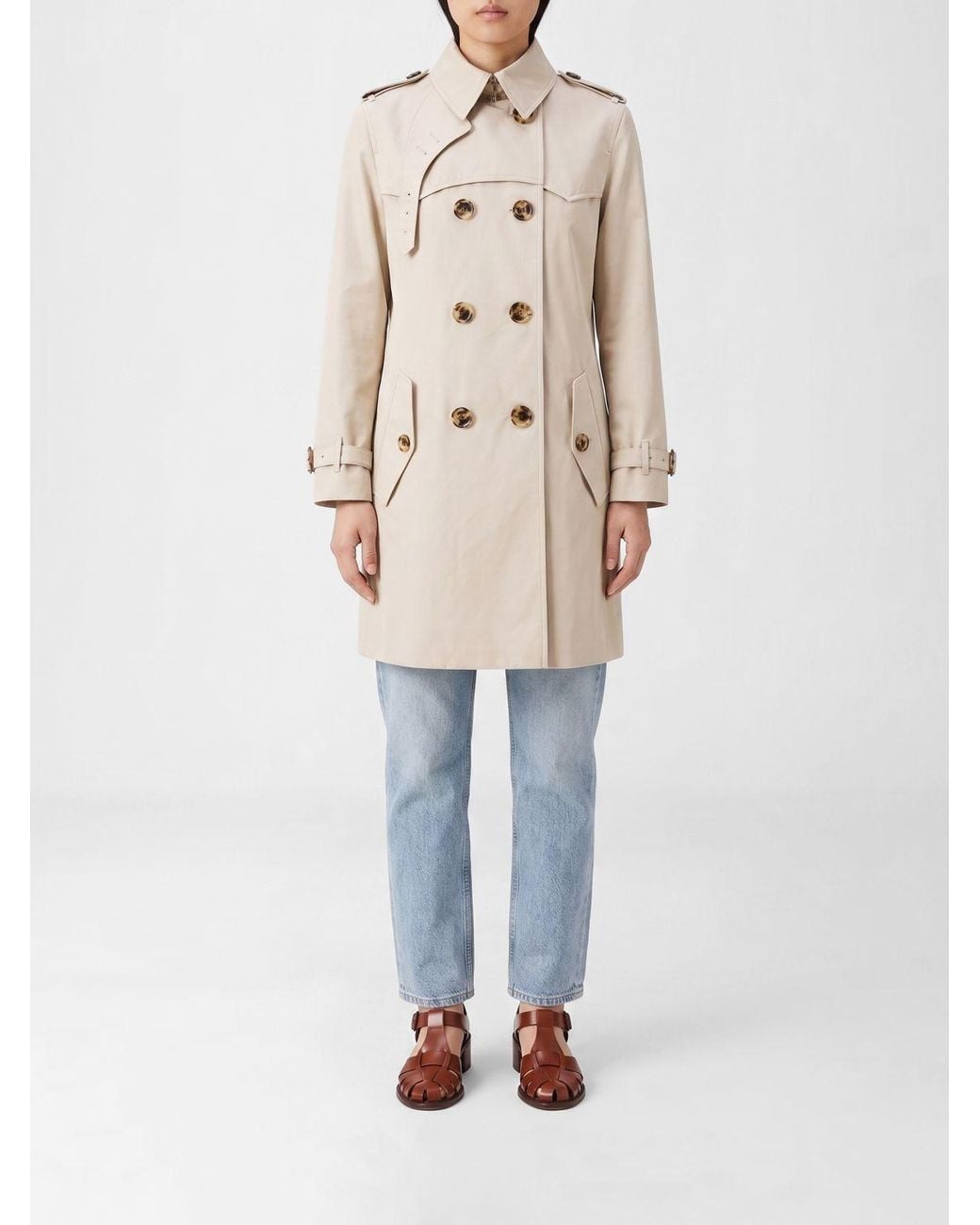 Burberry Natural Double-Breasted Cotton Trench Coat