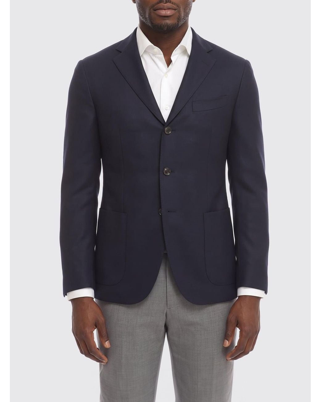 Boglioli Blue Classic Single-Breasted Blazer for men