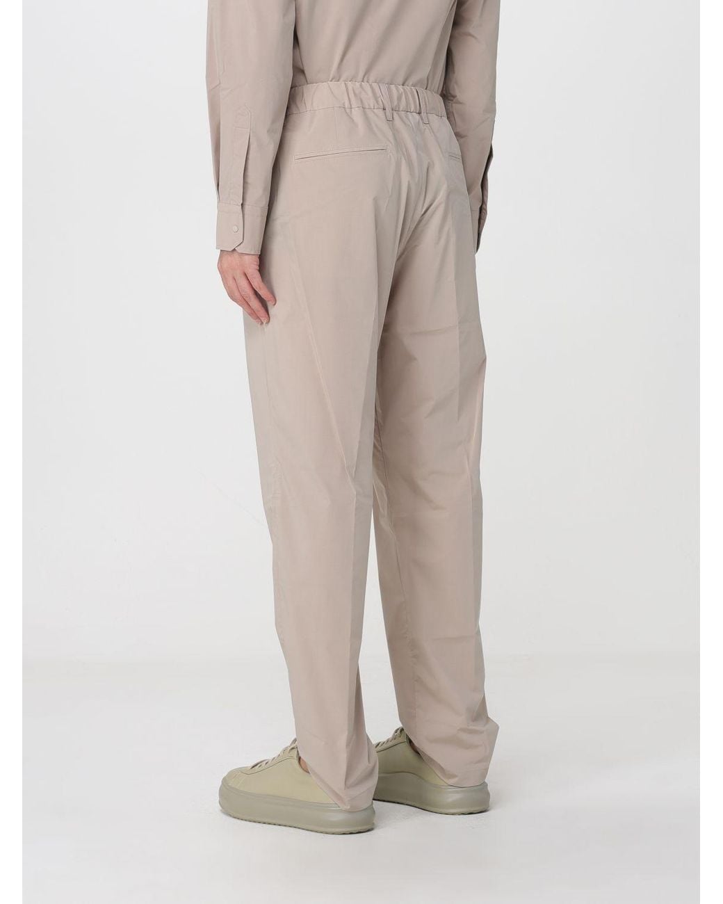 Herno Natural Straight-Leg Technical Fabric Trousers With A Drawstring Waistband for men