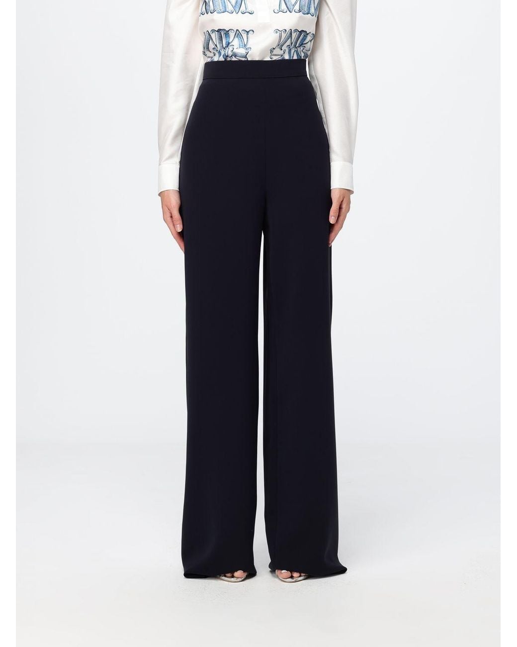 Max Mara Blue High-Waisted Wide-Leg Criªpe Palazzo Trousers