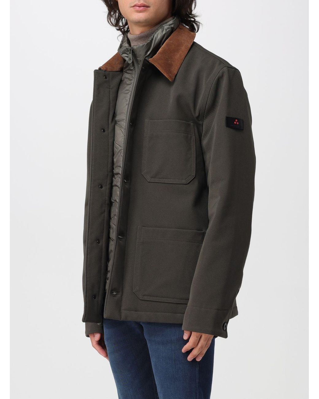 Peuterey Gray Bergher Cotton Drill Windbreaker Jacket With Primaloft Padding for men
