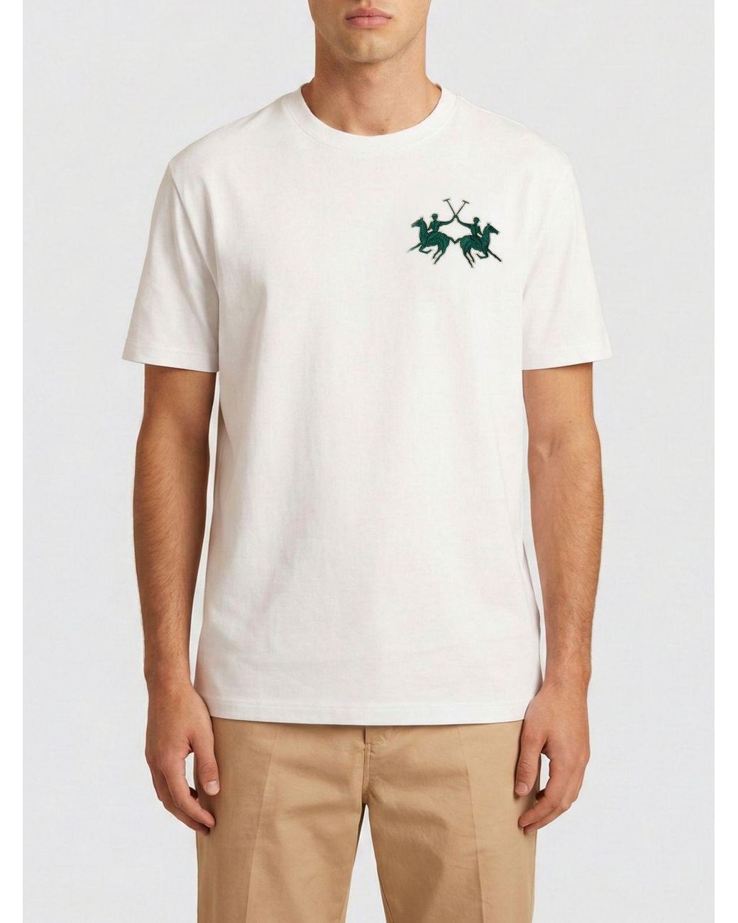 La Martina White Cotton T-Shirt With Logo for men