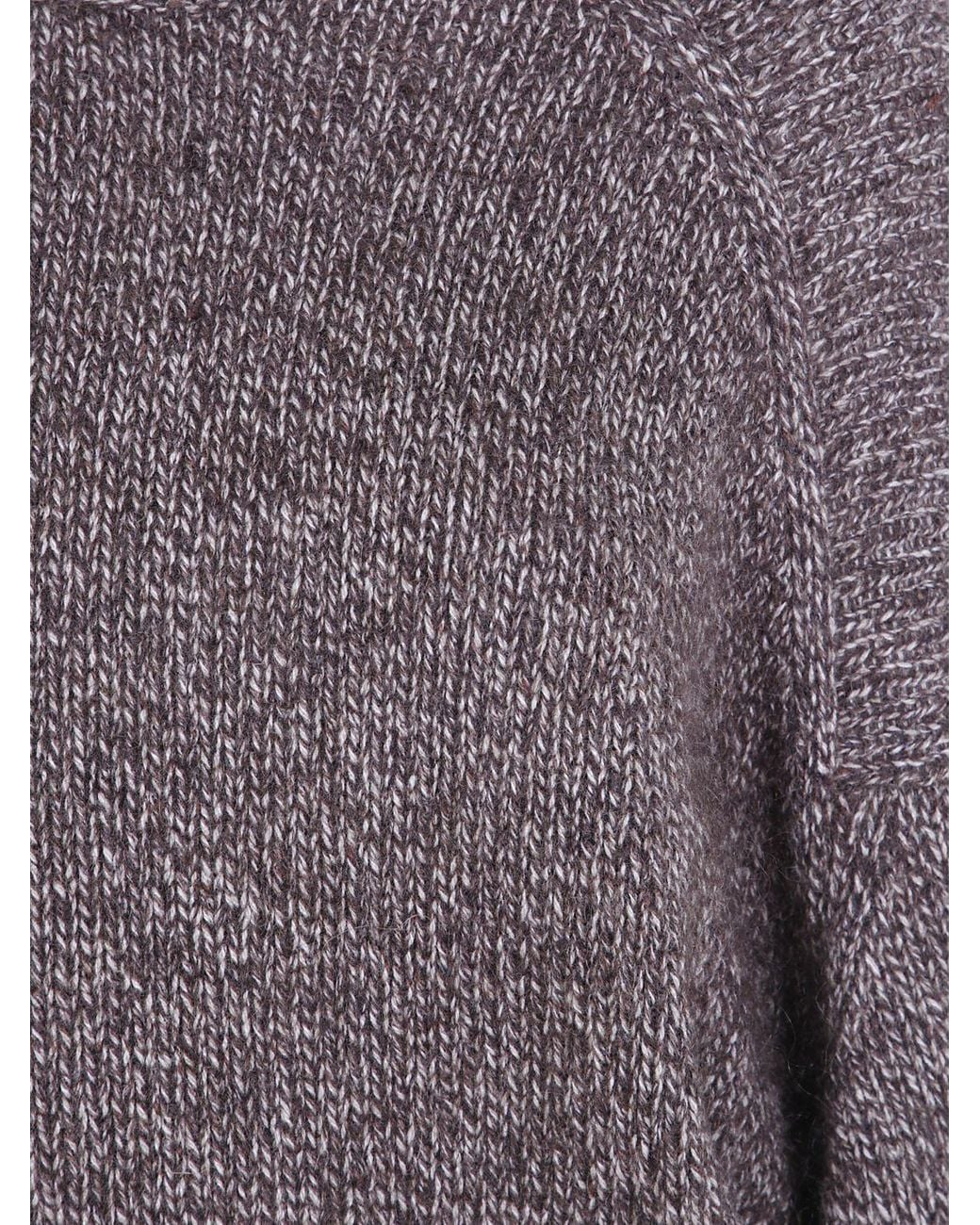 Mrz Purple Mohair Wool Blend Crewneck Jumper With Ribbed Edges