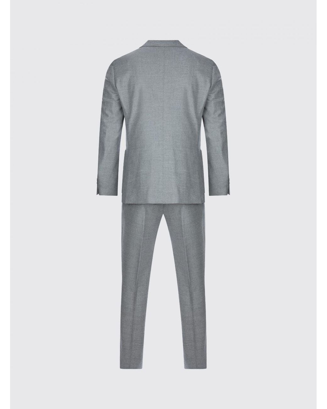 Lardini Gray Formal Single-Breasted Virgin Wool Suit With Patch Pockets for men