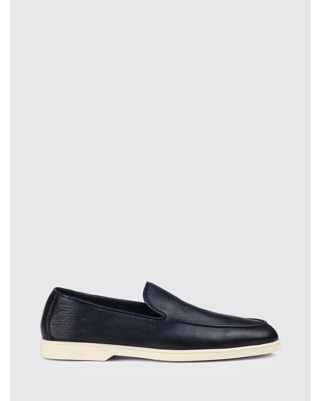 Doucal's Blue Grain Leather Loafer for men