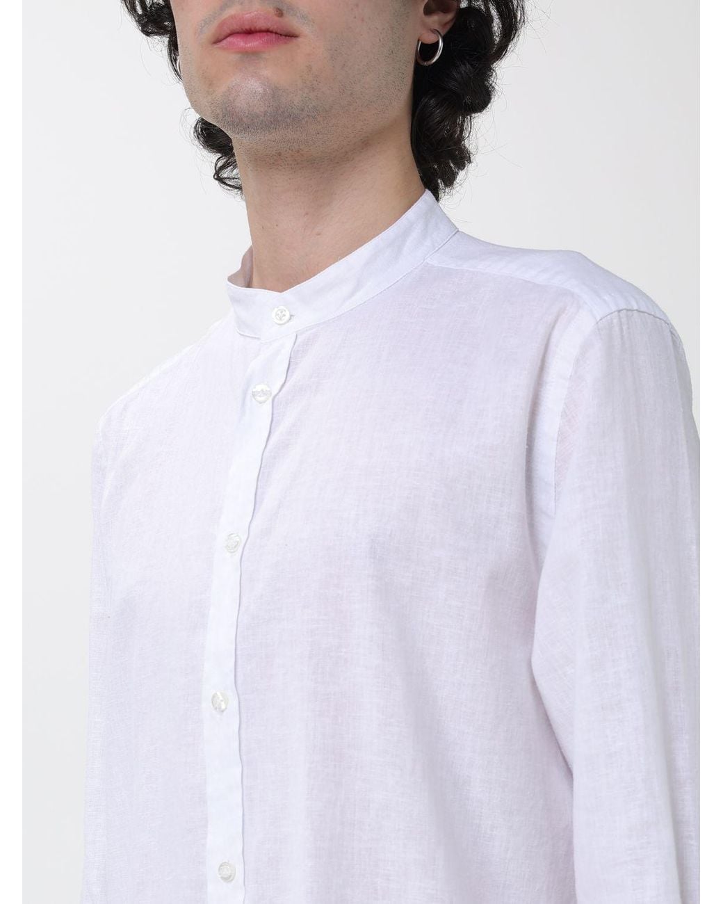 Manuel Ritz White Linen And Cotton Casual Shirt for men