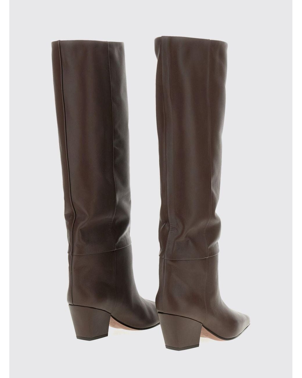 Paris Texas Brown Jane Calf Leather Western Ankle Boots With Chunky Heel