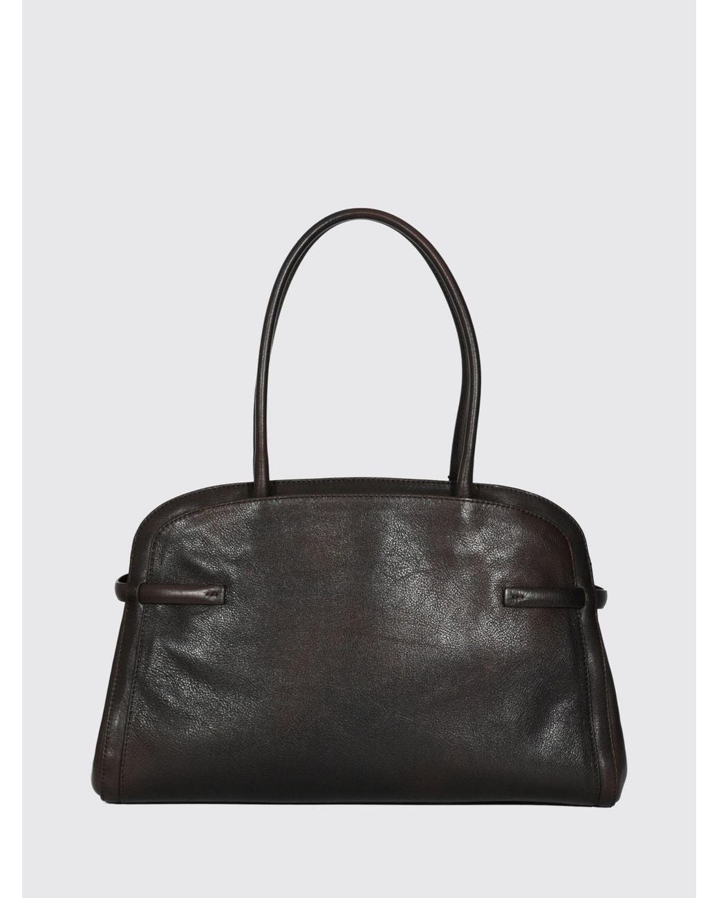 Orciani Black Large Aura Calfskin Shoulder Bag With Double Handle