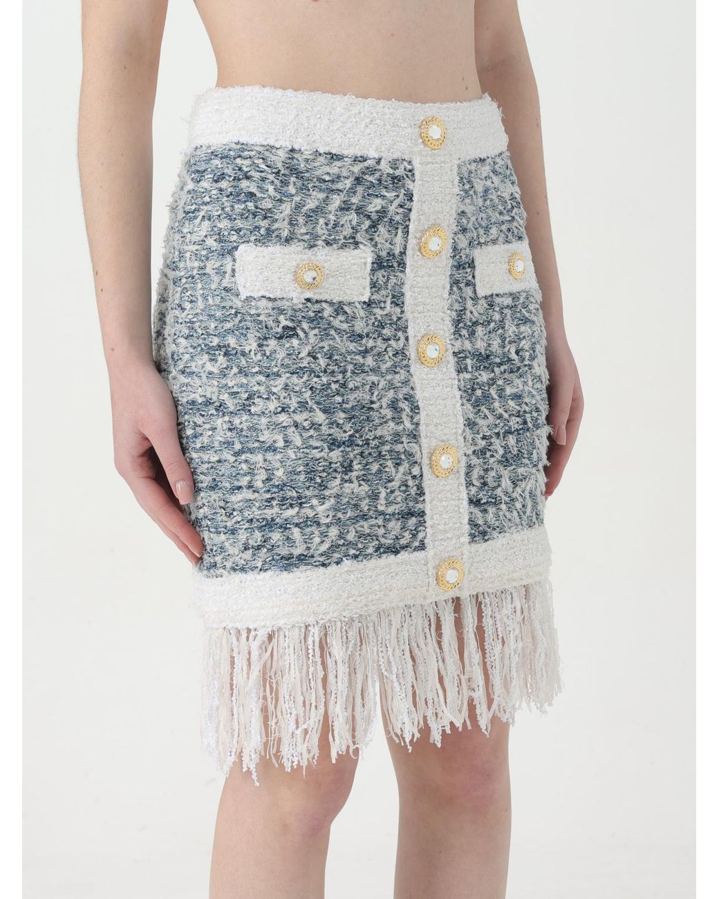 Balmain Blue Paris Mini Skirt