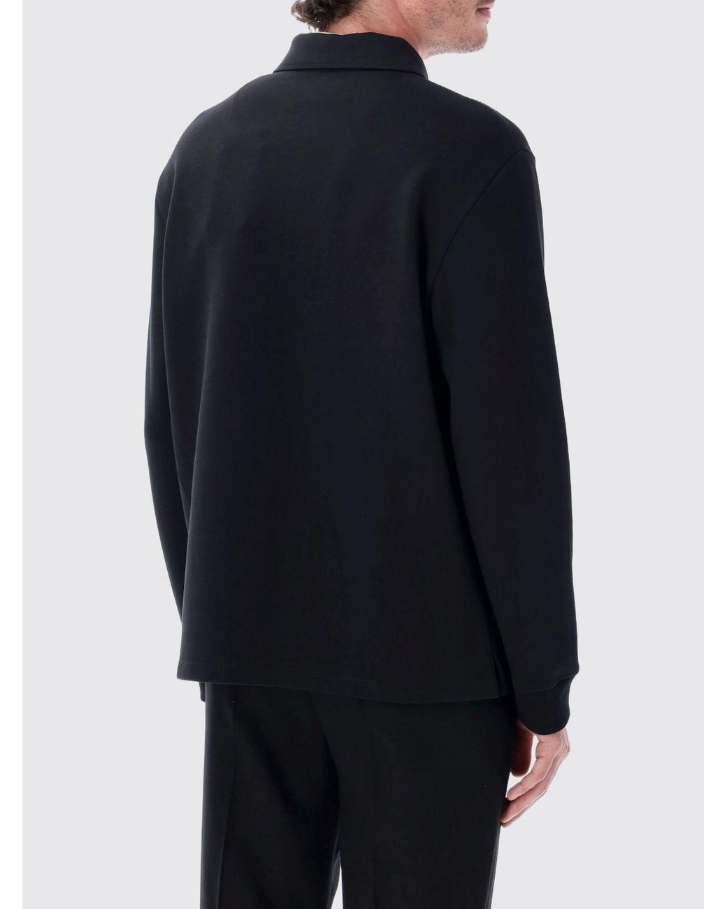 Valentino Blue Slim Fit Long-Sleeved Cotton Polo With Vlogo Signature for men